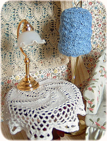 1:12th scale birdcage cover and spiral tablecloth