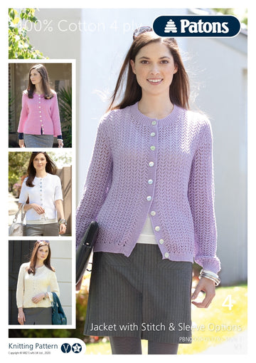 Jacket in Paton 100% Cotton 4Ply - PBN0000-05379 - Downloadable PDF
