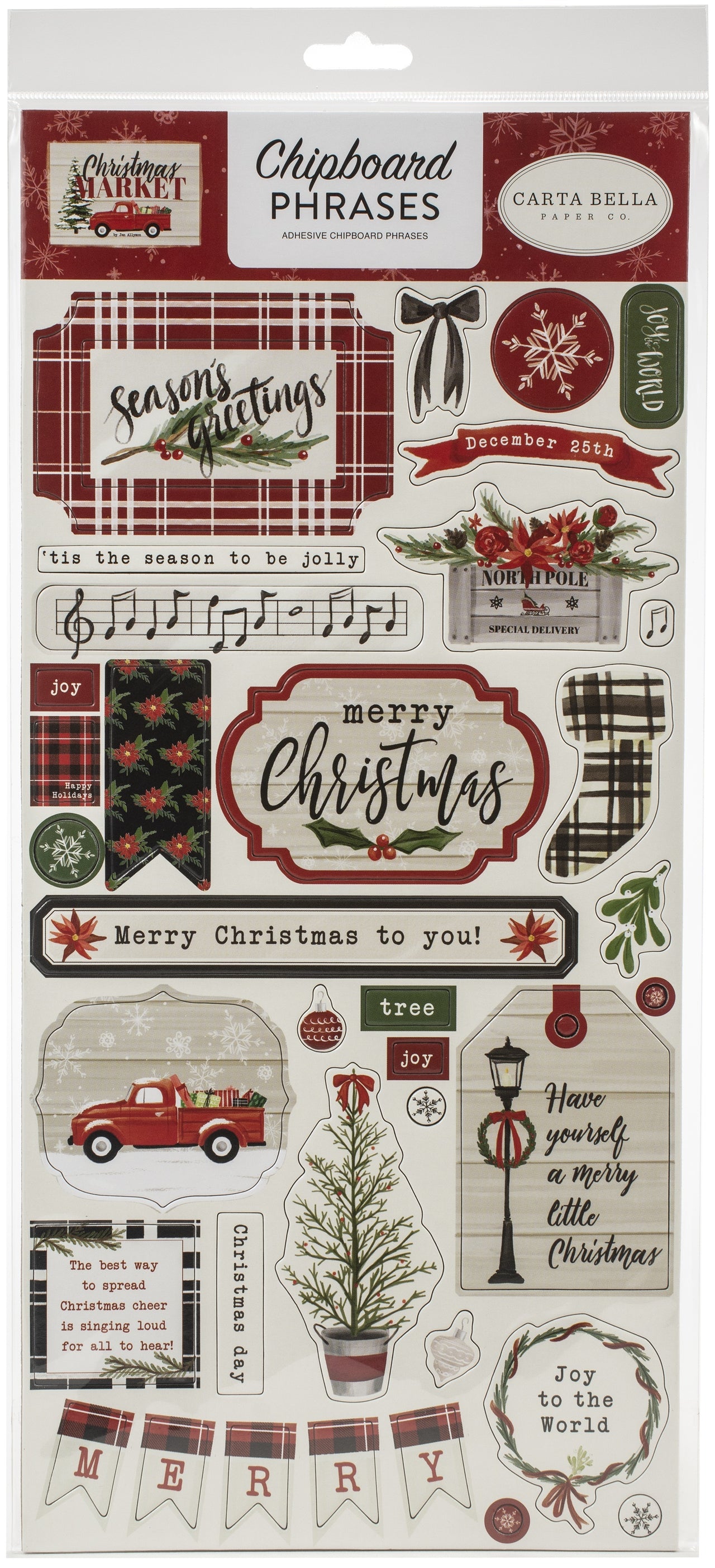 Echo Park Paper Christmas Market Chipboard 6"X13" - Phrases