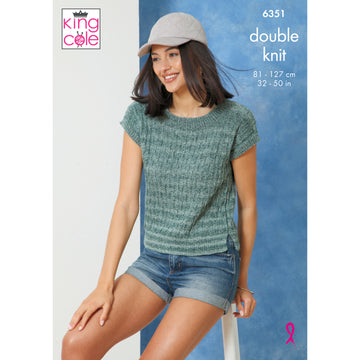 Sweater and Top knitted in King Cole Jamboree DK - P6351 - Leaflet