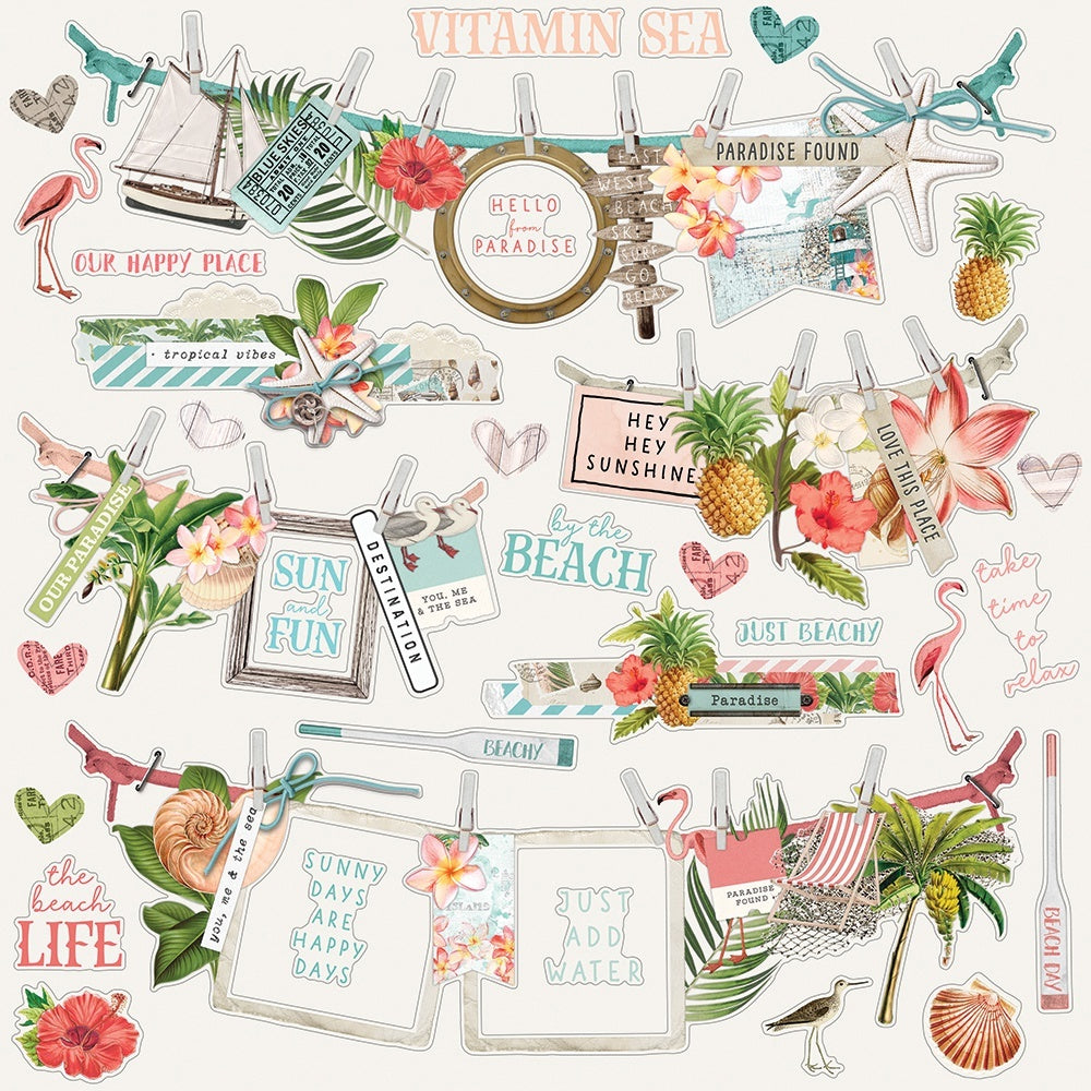 Simple Stories Simple Vintage Coastal Cardstock Stickers 12"X12" - Banners