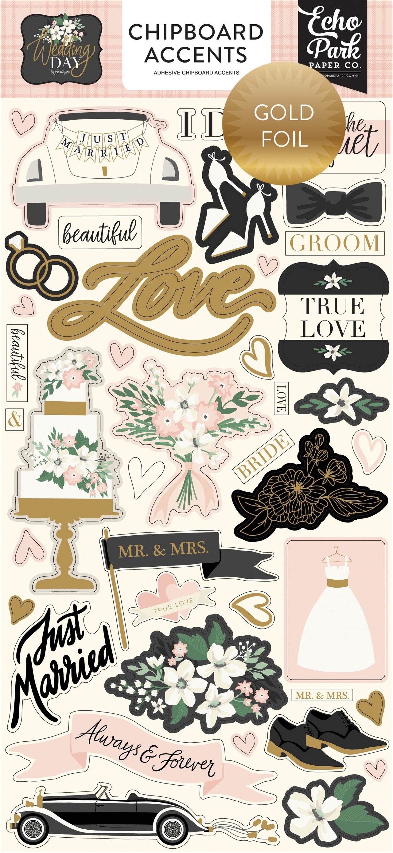 Echo Park Paper Wedding Day Chipboard 6"X13" - Accents