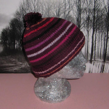 Small Stripe Bobble Beanie Hat