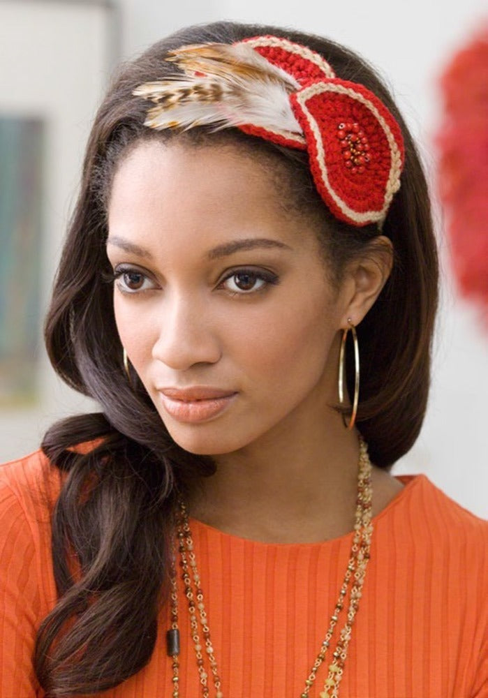 Fascinator Headband in Red Heart Super Saver Economy Solids - LW2916