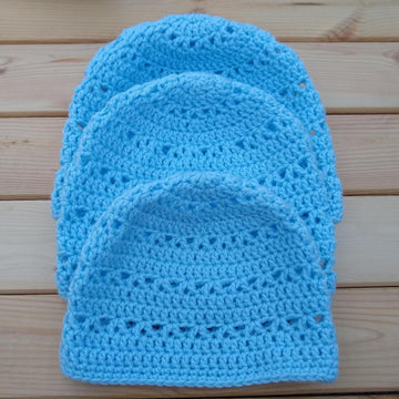 V-stitch striped beanie