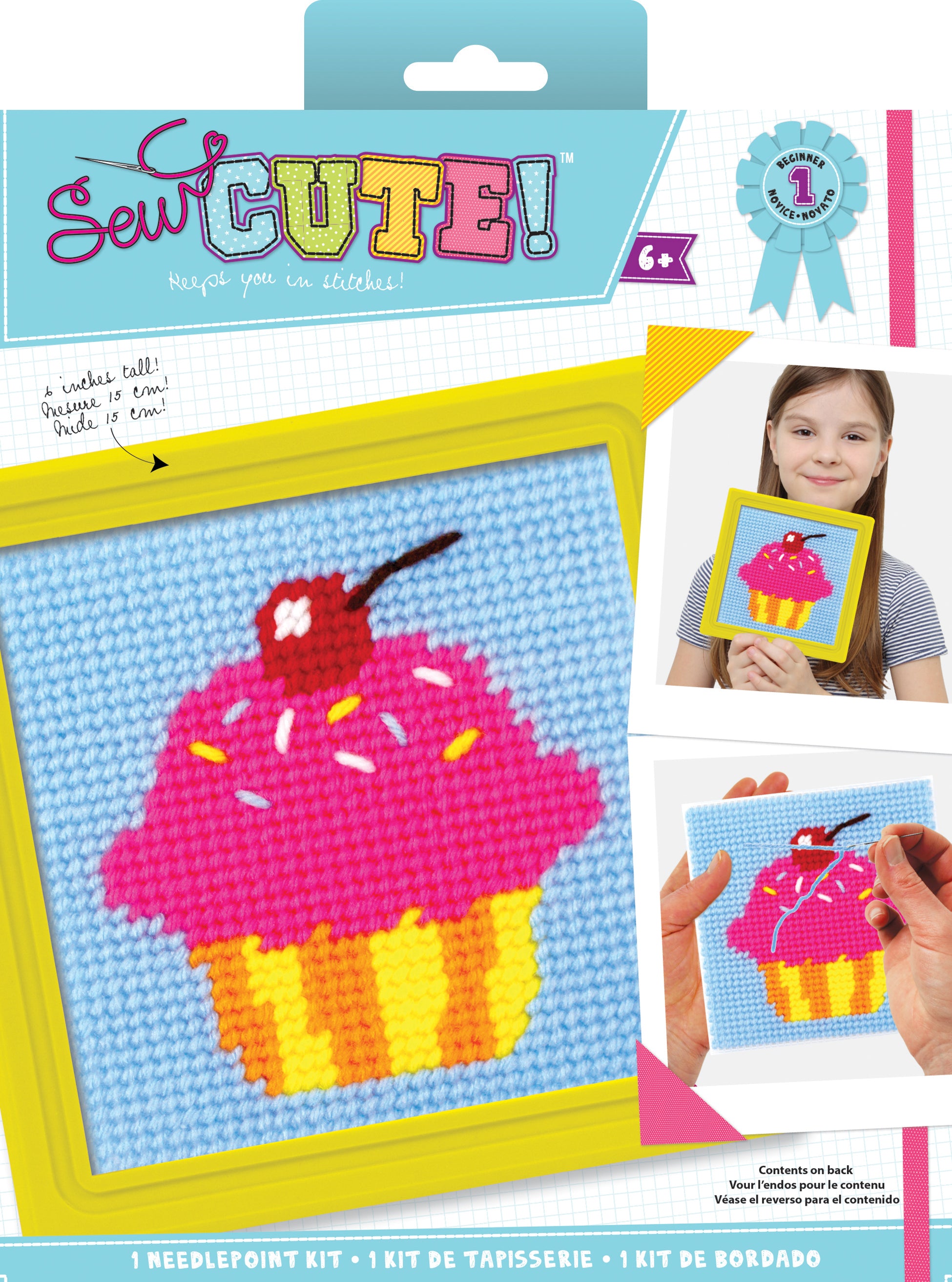 American Crafts Sew Cute! Cupcake Needlepoint Kit - 6"X6" Stitched In Yarn