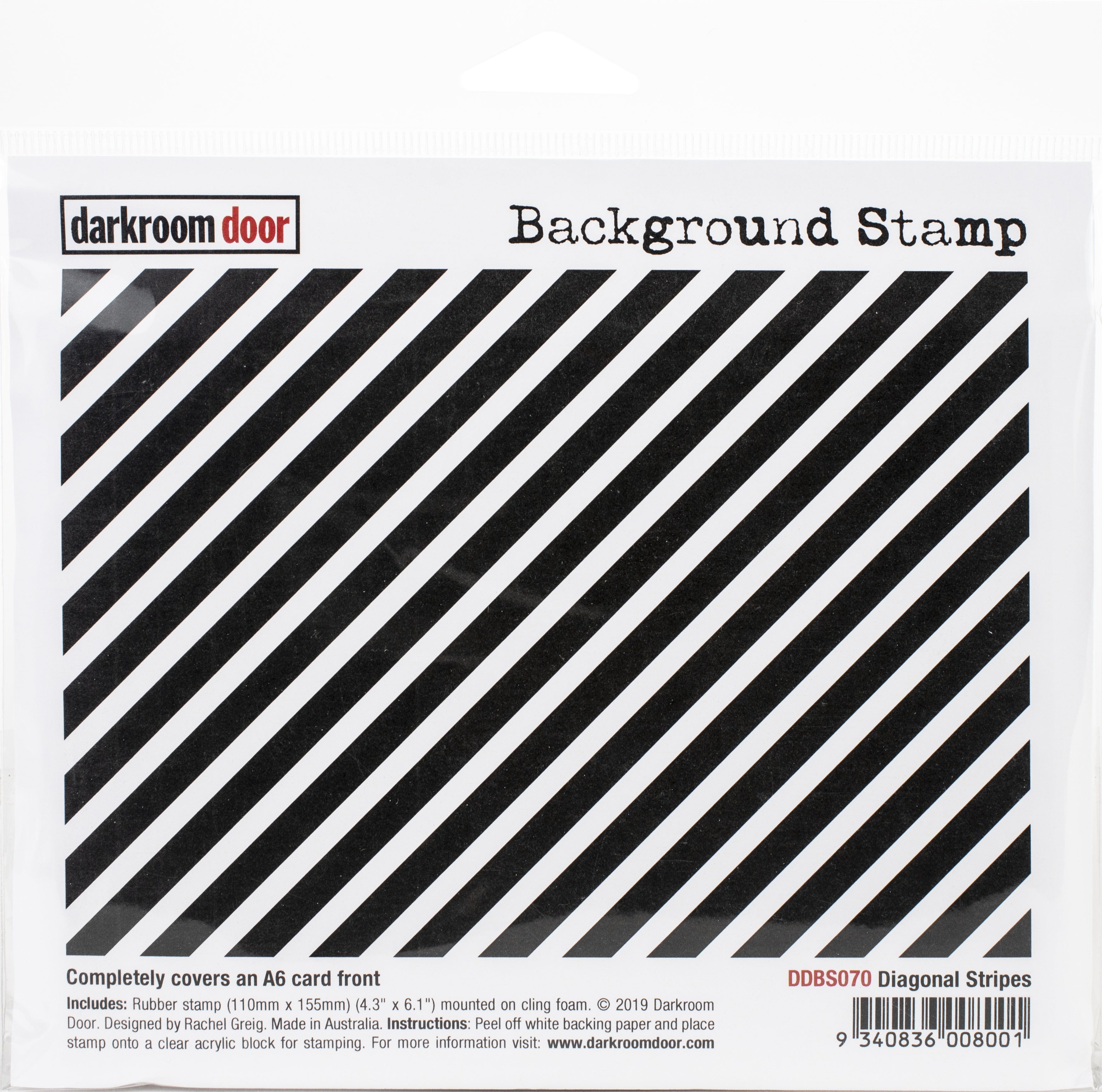Darkroom Door Background Cling Stamp 4.3"X6.1" - Diagonal Stripes