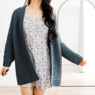 Midnight Waffle Cardigan