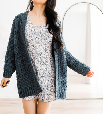 Midnight Waffle Cardigan