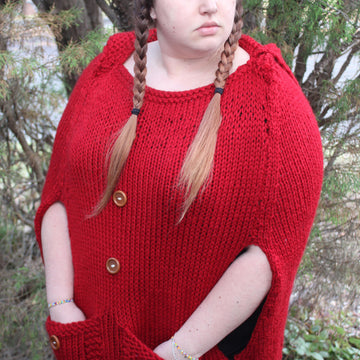 Knitted Red Riding Hood Poncho