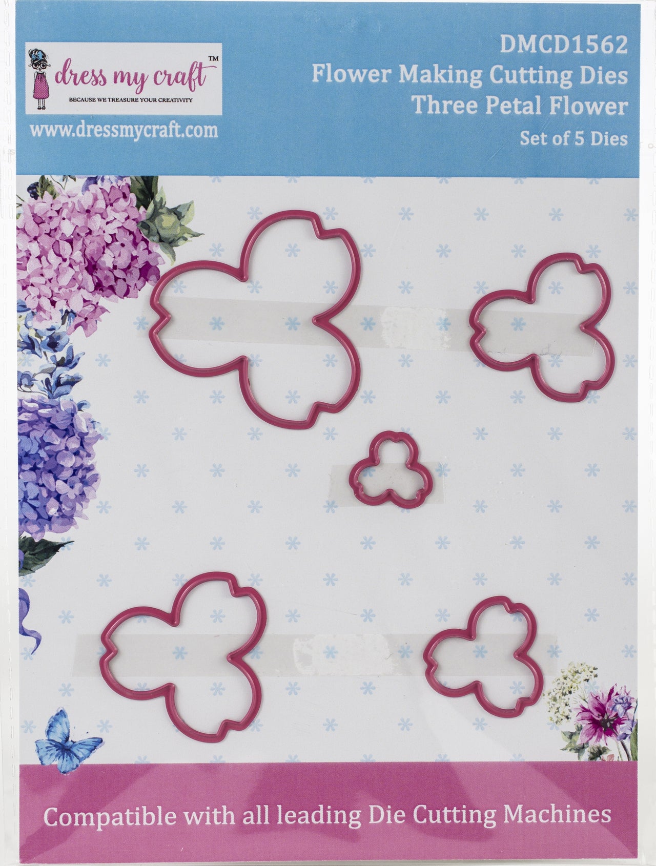 Dress My Craft Dies - Three Petal Flower .5" To 1.54"