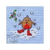 Mouseloft Christmas Card Stitchlet - Robin's New Wellies Cross Stitch Kit - 64mm