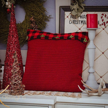 Farmhouse Plaid Deer Pillow Cover