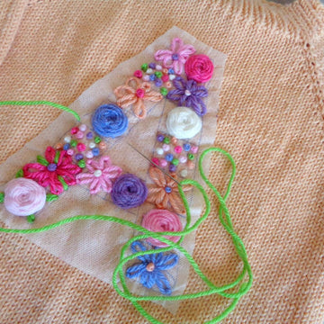 Floral Initial Embroidery Knitting Baby Sweater