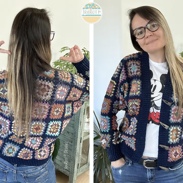 Dolman Hoodie Granny Square Cardigan