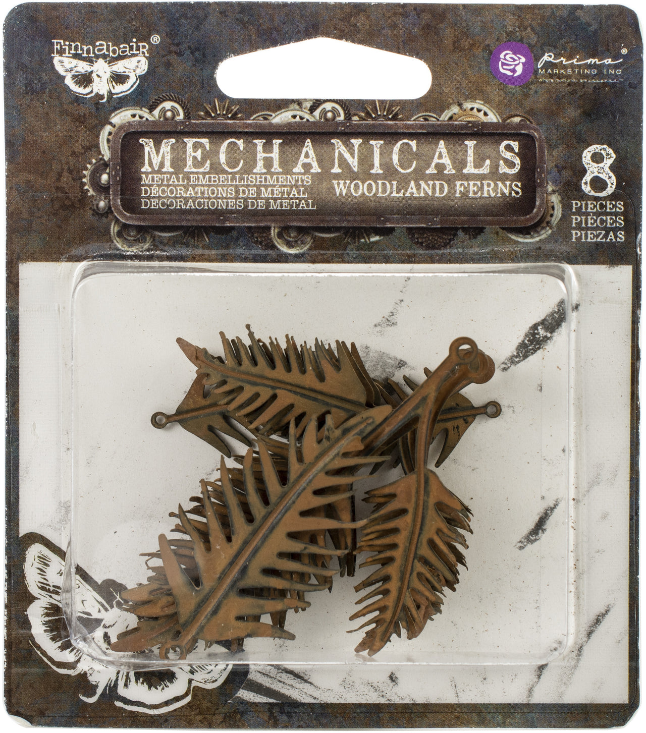 Prima Marketing Finnabair Mechanicals Metal Embellishments - Woodland Fern 8/Pkg