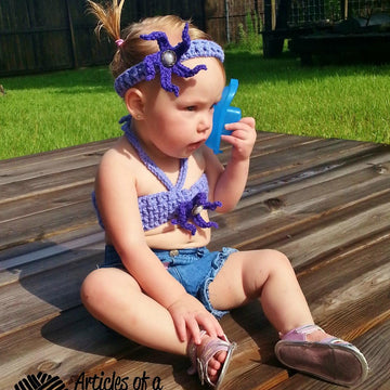 Mermaid Bikini Top with Matching Headband NB - 2T