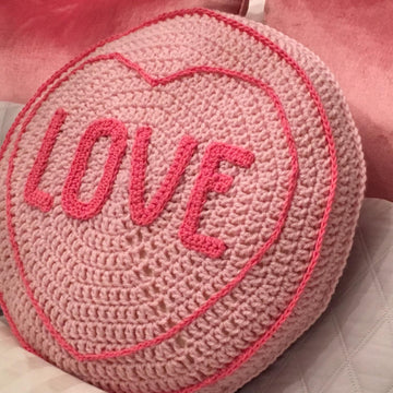 Crochet Love Heart Cushion