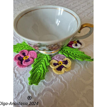 Floral table napkin Irish crochet lace 2