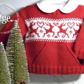 Christmas sweater with pocket and reindeers