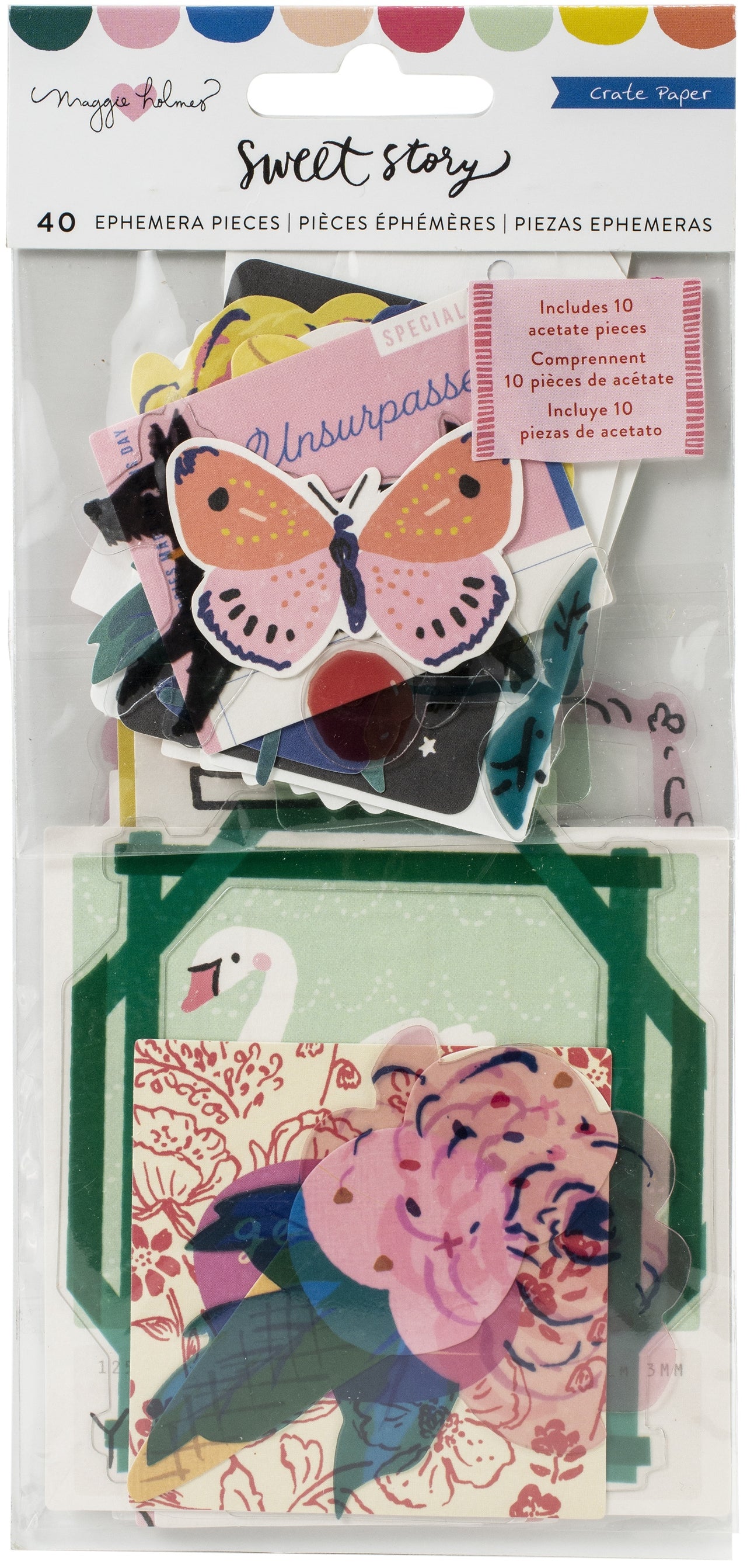 American Crafts Maggie Holmes Sweet Story Ephemera Die-Cuts 40/Pkg - Cardstock & Acetate
