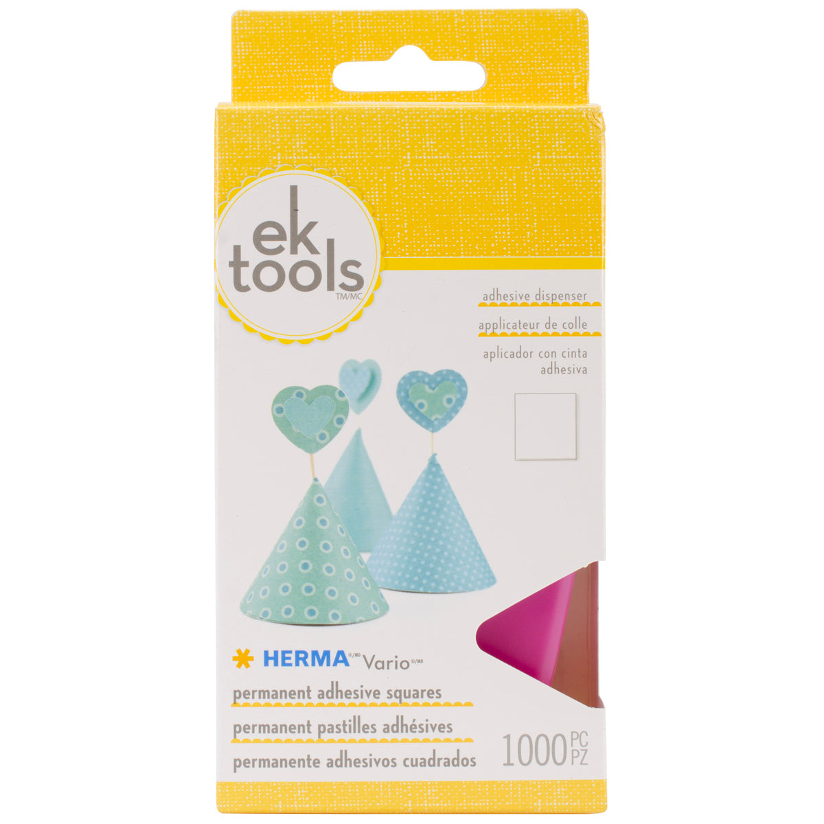 EK Success Vario Adhesive Tab Dispenser Permanent - Pink 1000/Pkg