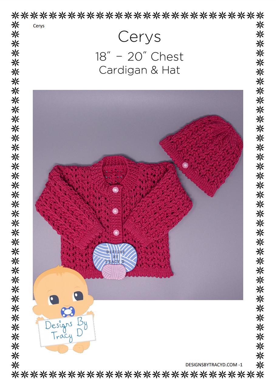 Cerys baby girl  cardigan and hat 18-20" chest size