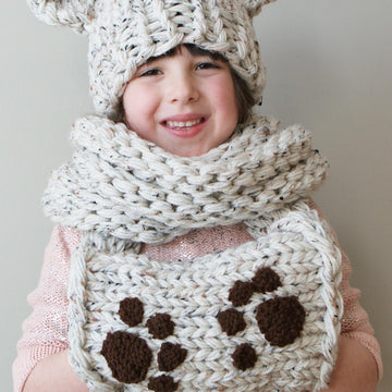 Chunky Bear Hat and Muff Cowl (Hat008)