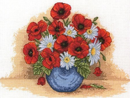Anchor Poppy Spray Cross Stitch Kit - 29cm x 21cm