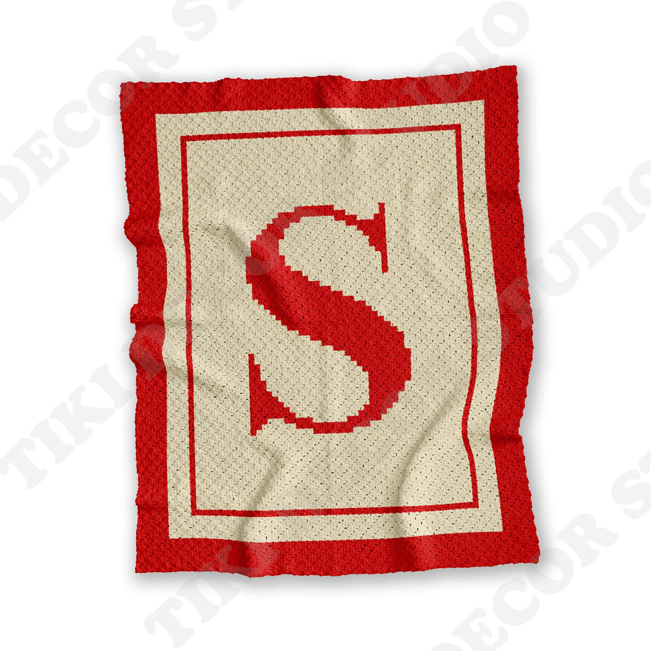Initial Letter S Stroller Baby Blanket C2C CROCHET PATTERN