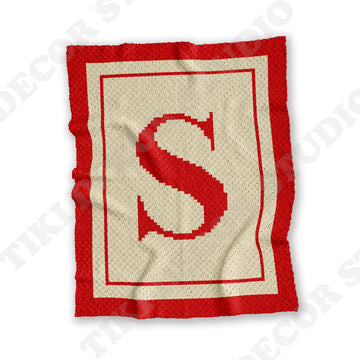 Initial Letter S Stroller Baby Blanket C2C CROCHET PATTERN