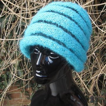 Chunky Roll Brim Stripey Beehive Slouch Hat