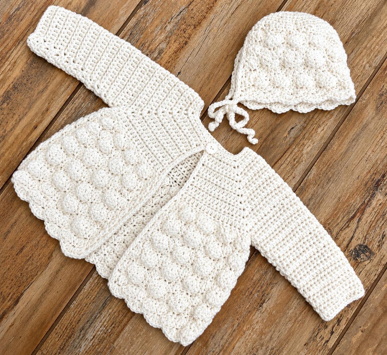Baby Cardigan and Bonnet Crochet Pattern