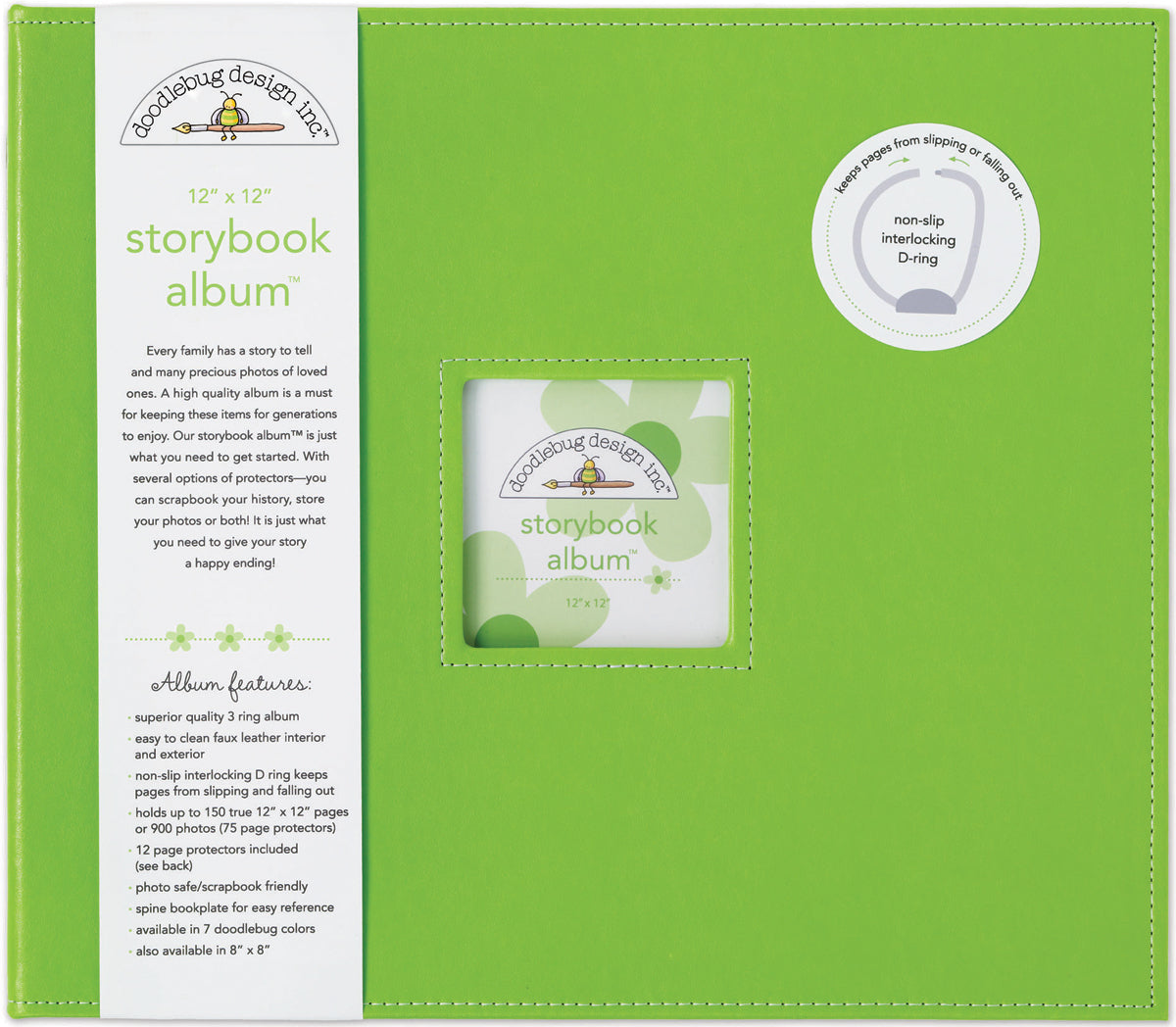Doodlebug Storybook D-Ring Album 12"X12" - Limeade