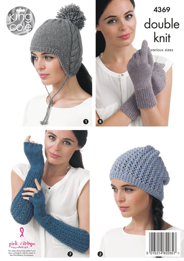 Hats, Triangular Neck Scarf, Shawl Collar Neck Warmer, Polo Neck Warmer, Socks, Gloves & Fingerless Gloves in King Cole Baby Alpaca DK - 4369 - Downloadable PDF