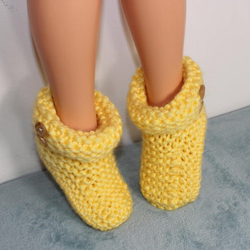 Ladies Super Chunky 2 Button Cuff Slipper Boots