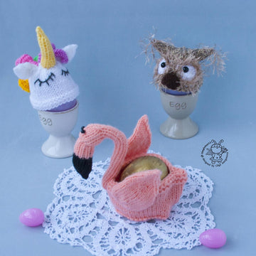 Easter Egg Cozy: flamingo, owl, unicorn