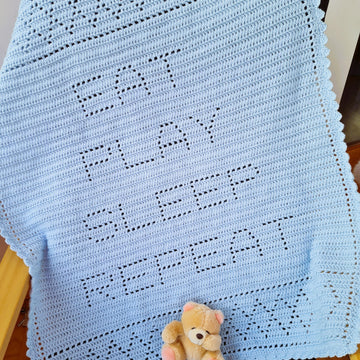 Eat Play Sleep Repeat Filet Blanket