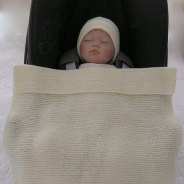 Easy Knit Baby Car Seat Blanket & Hat