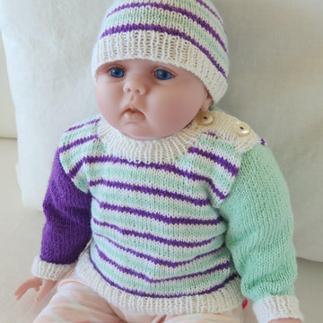 Justice - 4ply baby sweater and beanie