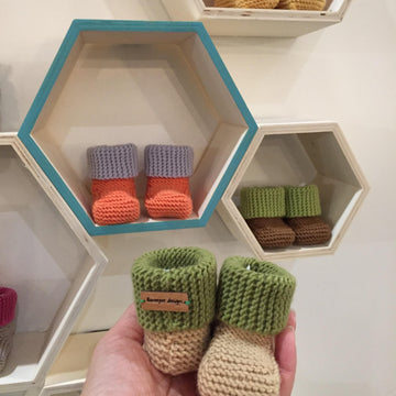 Colour Block Baby Booties