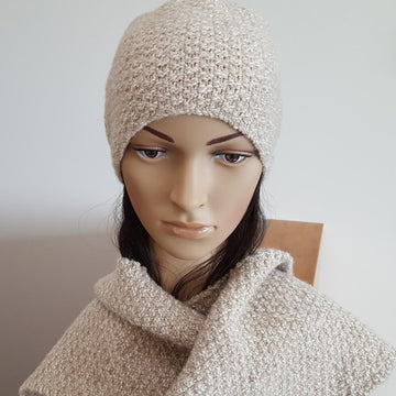 Saharra - family moss stitch beanie and scarf/cowl