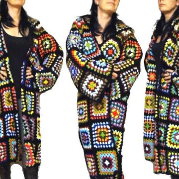 OversiZed COAT & HooD, granny sqare coat