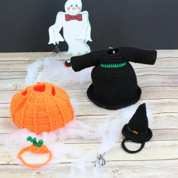 266 Bear with Pumpkin & Witch Halloween Costumes Crochet Pattern #266