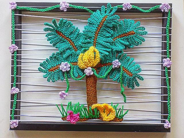 Crochet Palm Tree Wall Art Pattern | Tropical Botanical Decor