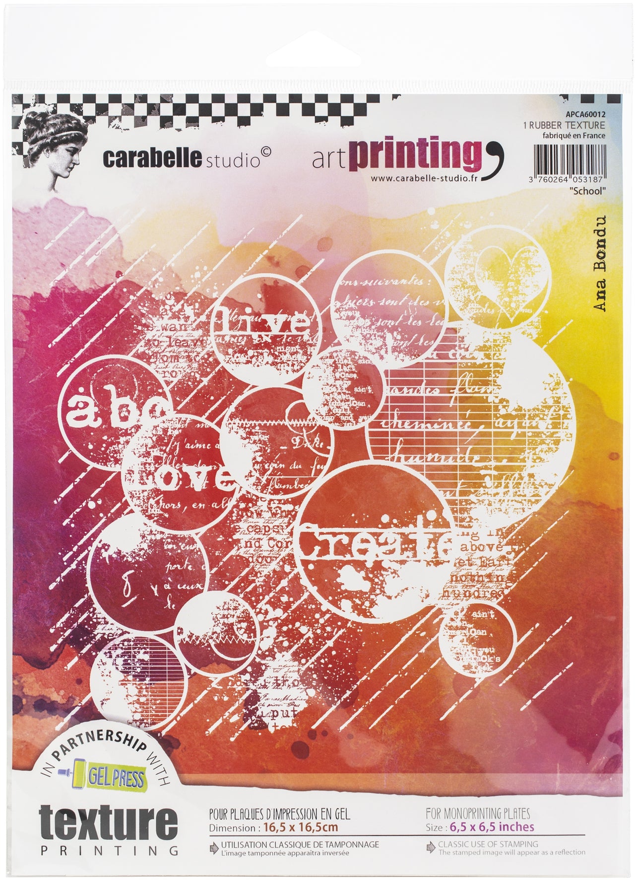 Carabelle Studio Art Printing Square Rubber Texture Plate - Flying Bubbles