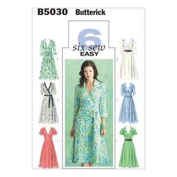 Butterick Misses' Wrap Dress, Belt and Sash B5030 - Sewing Pattern