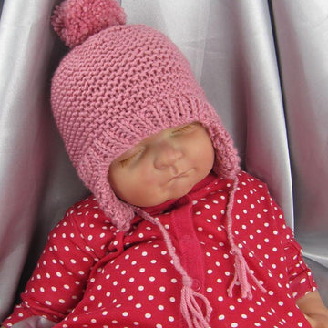 Baby Bobble Garter Stitch Trapper Hat