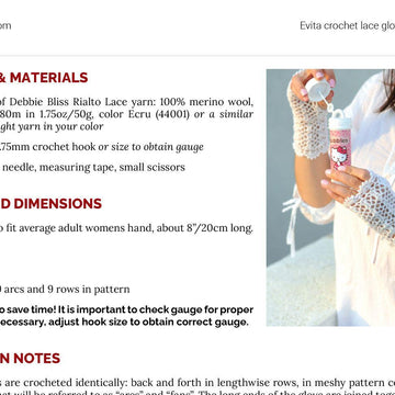 Evita crochet lace fingerless gloves