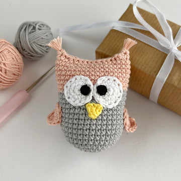 Mini owl crochet pattern keychain Amigurumi keyring bird Bag charm Car mirror hanging decor